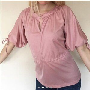 70s Vintage cute baby pink angel sleeve shirt Small medium womens